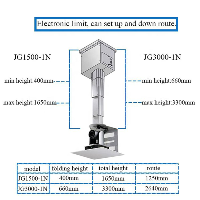 JGST Stock electric control height adjustabletelescoping motorised hidden ceiling recessed projector camera mount lift