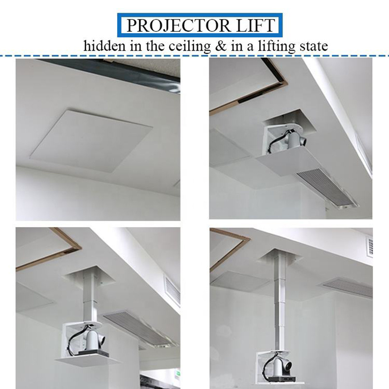 JGST Stock electric control height adjustabletelescoping motorised hidden ceiling recessed projector camera mount lift