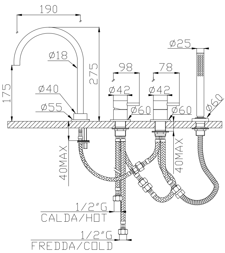 Very High quality and Elegant taps mixers models style for bathroom 100% Made in Italy for retail and export