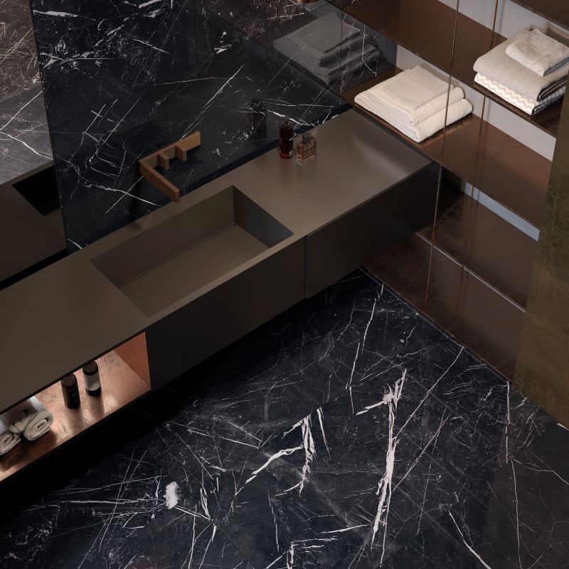 Large Slabs tiles gres Marble Nero Marquina effect in full body natural LUX  finish surface  100% Made in Italy for retail