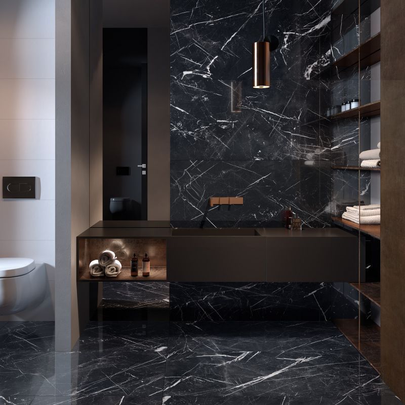 Large Slabs tiles gres Marble Nero Marquina effect in full body natural LUX  finish surface  100% Made in Italy for retail