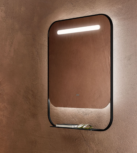 Hot sales led light storage rectangular modern mirror with 360 ambient light and direct light 100% Made in Italy for export