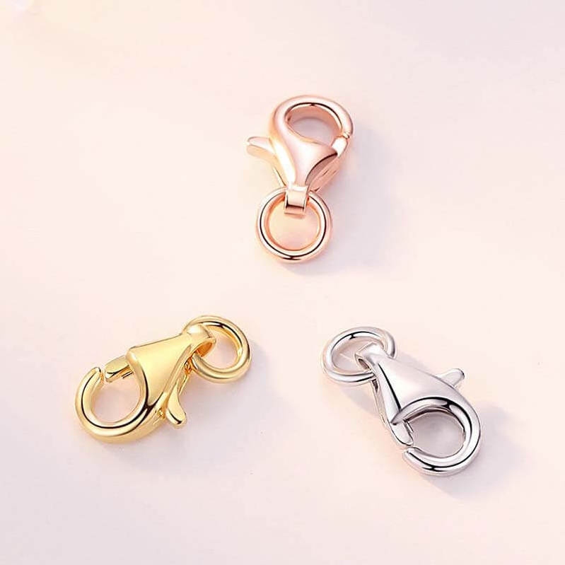 Good Quality 18K Solid Gold Pear Shape Jewelry Lobster Clasps Ring Clasp With Jump Rings