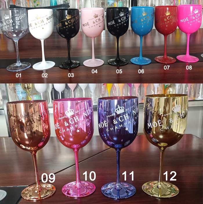 VGEET OEM multi colors unbreakable plated rose gold wine glass goblet, plastic champagne rose gold wine glasses