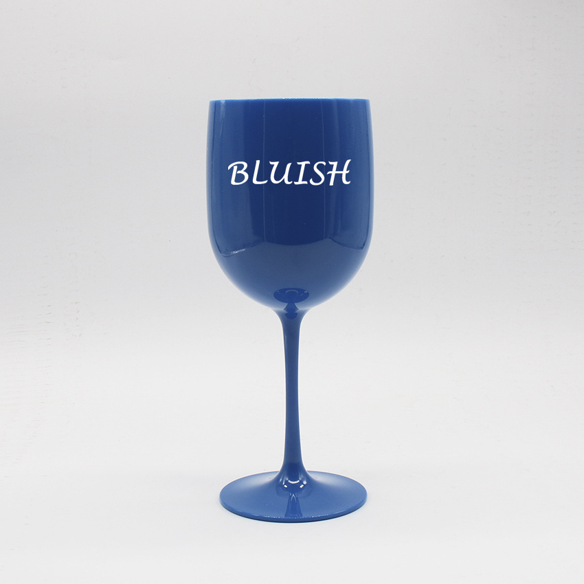 VGEET unbreakable plated blue wine glass goblet, plastic champagne blue wine glasses