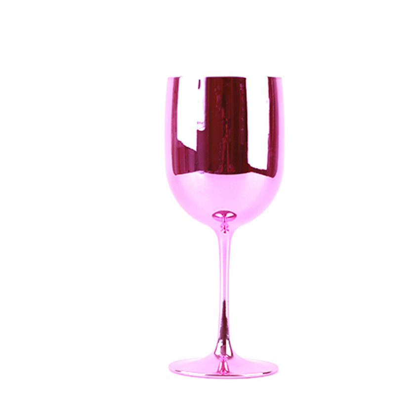 Stock BPA Free Unbreakable Plastic Wine Glass Shinny Pink Champagne Glasses