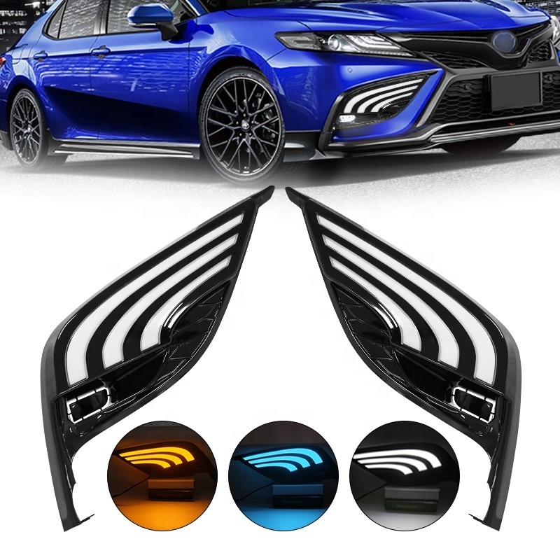 White Blue Amber LED Turn Signal Fog Lamp  DRL kits For Toyota Camry SE 21-23 2024 Daytime Running Light