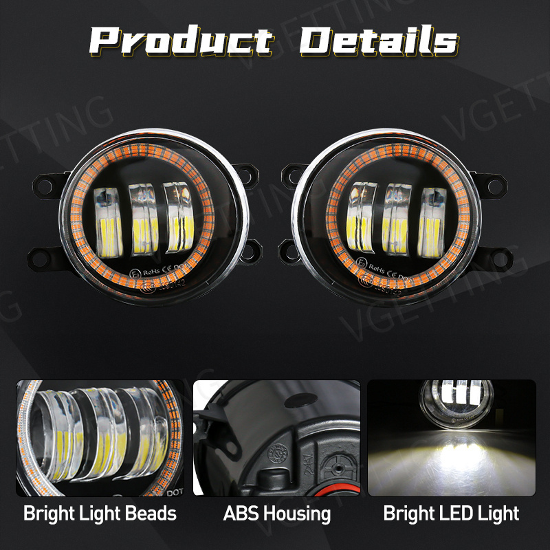 Universal Led Turn Signals Angel Eye Driving Fog Lamp DRL Daytime Running Light for Toyota Prius Highlander C-HR