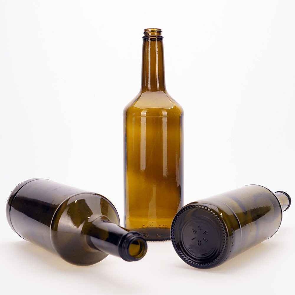 VISTA Wholesale Cheap Price Round Brown Glass Bottles 25.4oz&32oz Antique Green Olive Oil  Glass Bottle