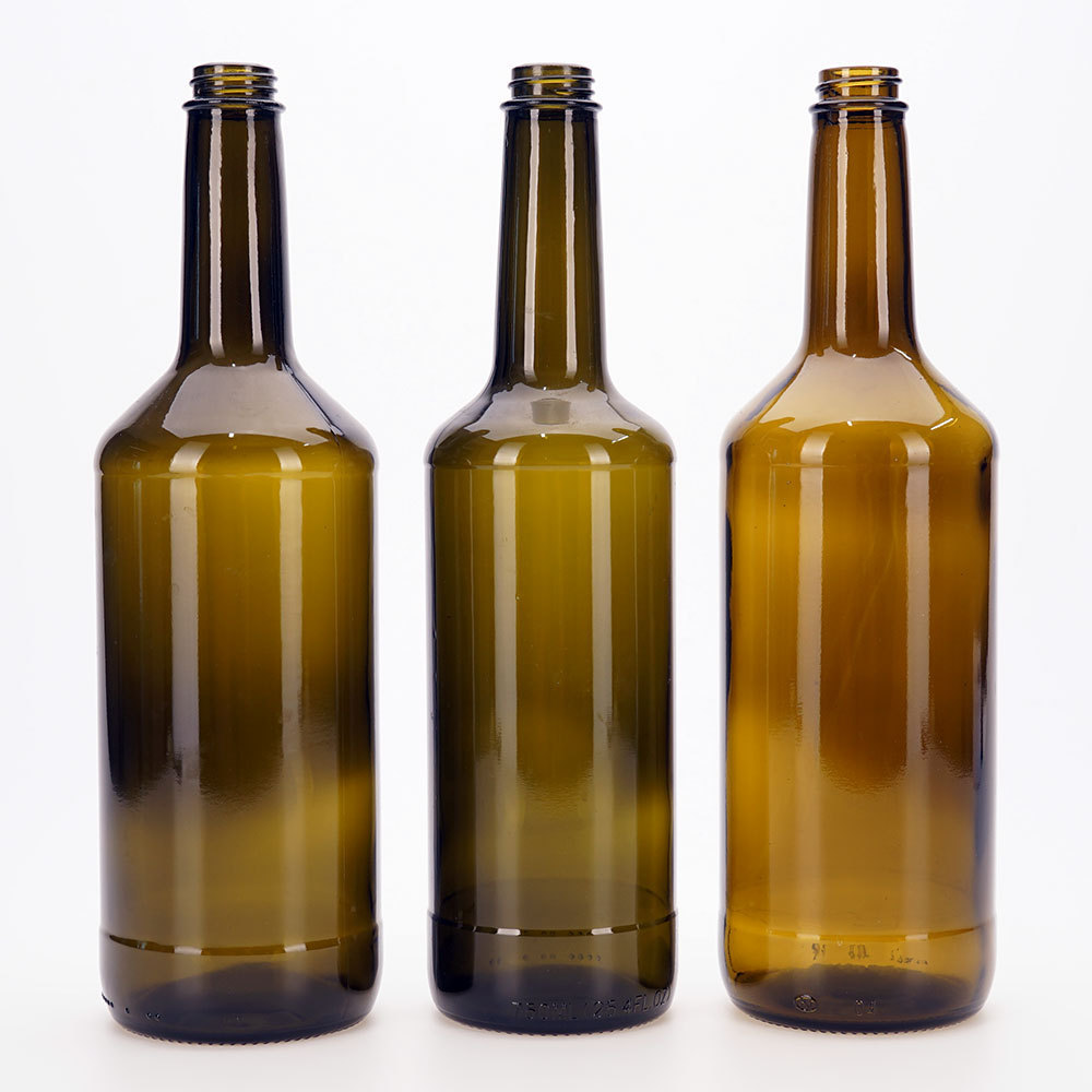 VISTA Wholesale Cheap Price Round Brown Glass Bottles 25.4oz&32oz Antique Green Olive Oil  Glass Bottle