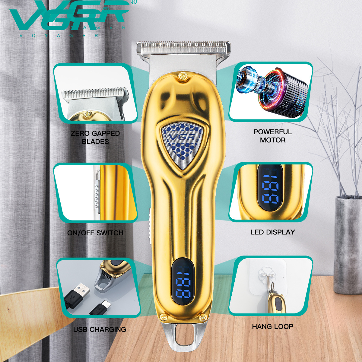 VGR V-902 Mini Professional Rechargeable Best Hair Clipper Mens Electric Hair Trimmer Cordless for Men