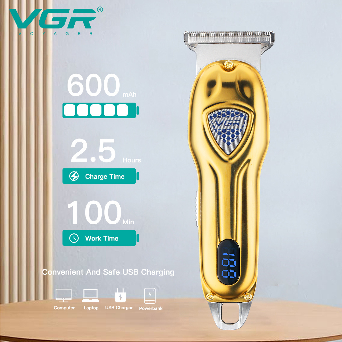 VGR V-902 Mini Professional Rechargeable Best Hair Clipper Mens Electric Hair Trimmer Cordless for Men