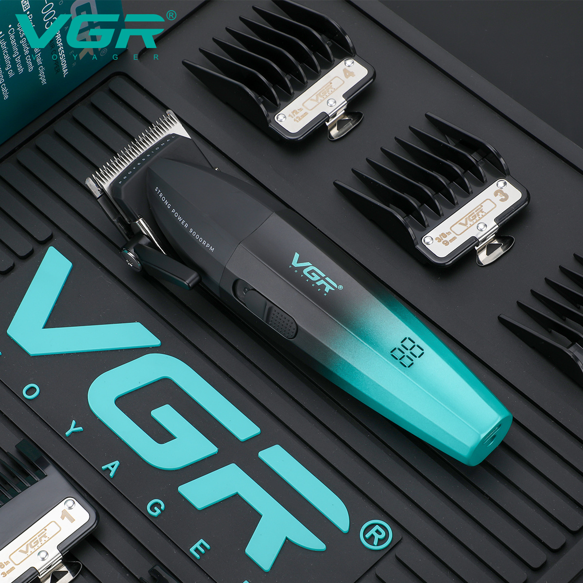 VGR V-003 9000RPM Metal Salon Barber Clippers Rechargeable Professional Hair Clipper for Men