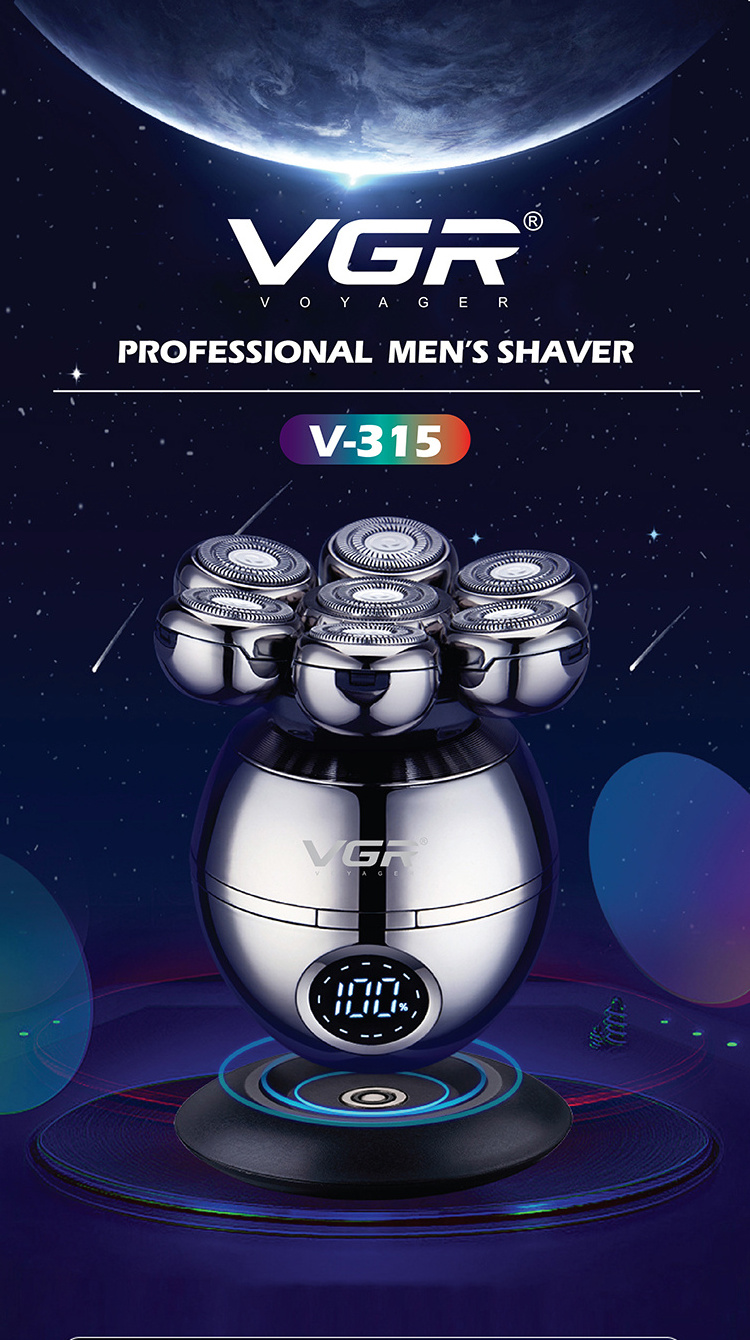 VGR  V-315 7D Shaver  Rechargeable Headshaver Waterproof Rotary Razor Beard Trimmer Nose Hair Trimmer Electric Shaver for Men