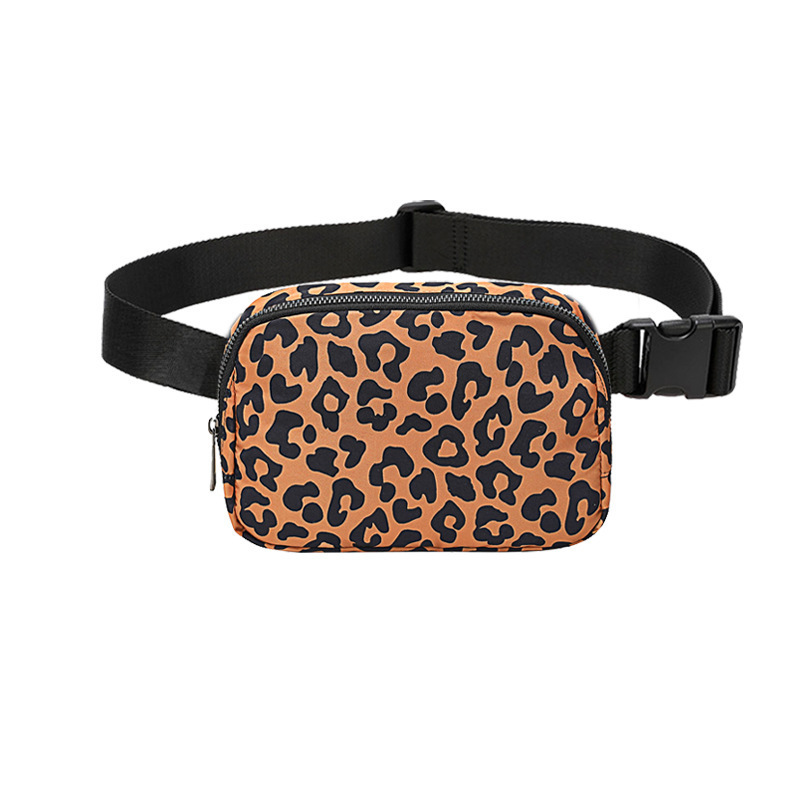 Best Selling Women Leopard Sports Running Outdoor Waist Bag Waterproof Nylon Chest Bag Travel Crossbody Bag