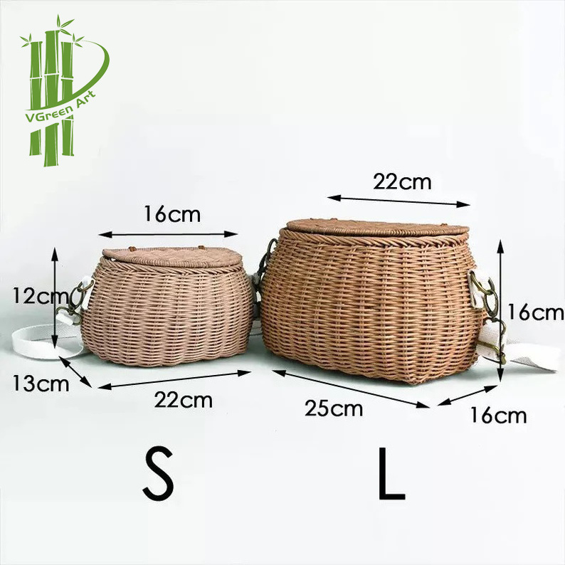 Small big Back Basket Children Bicycle Basket Handmade Rattan bag Basket kid's backpack