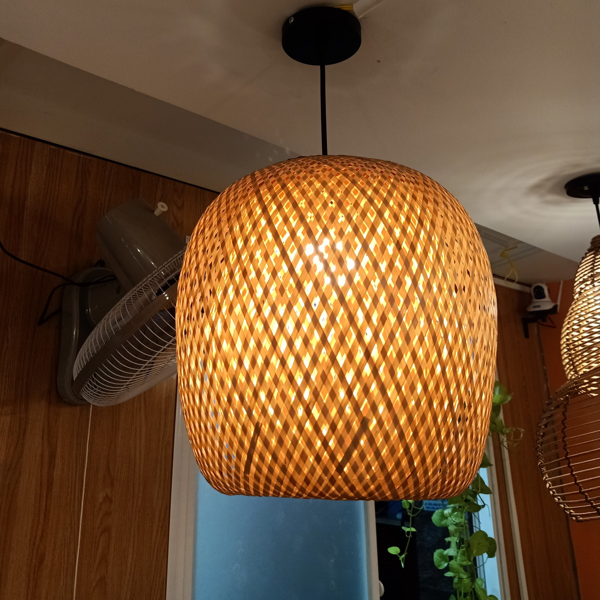 Bamboo Pedant Light - Handmade Woven Chandelier, Hanging Ceiling Lampshade, Boho Lighting