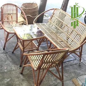 Handmade Rattan Lounge Chair and Table Set For Home/ Hotel Lobby