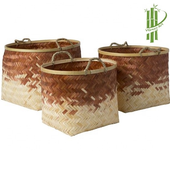 Set 3 Fruit basket bamboo woven container Food Storage pattern other storage baskets weave bamboo kitchen dinning room furniture