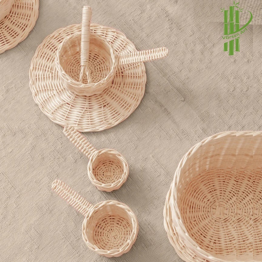 BEST SELLING PRODUCT kitchen toys Rattan Tea Set playroom Cups Set toy Nursery kid baby gift set birthday christmas gifts