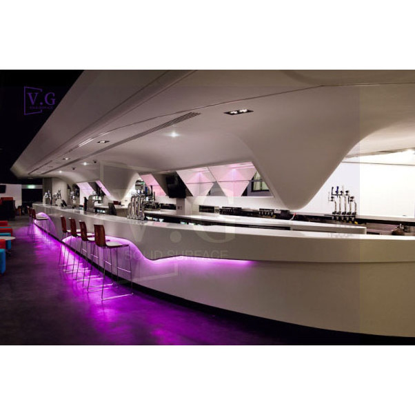 Cocktail Bar Station Design Ideas Custom White Solid Surface Lounge Large Round Counter Bar