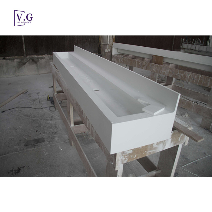 Corian solid surface counter bathroom sink wash basin for hotel villa washing bowl rectangle tub basin bucket sink