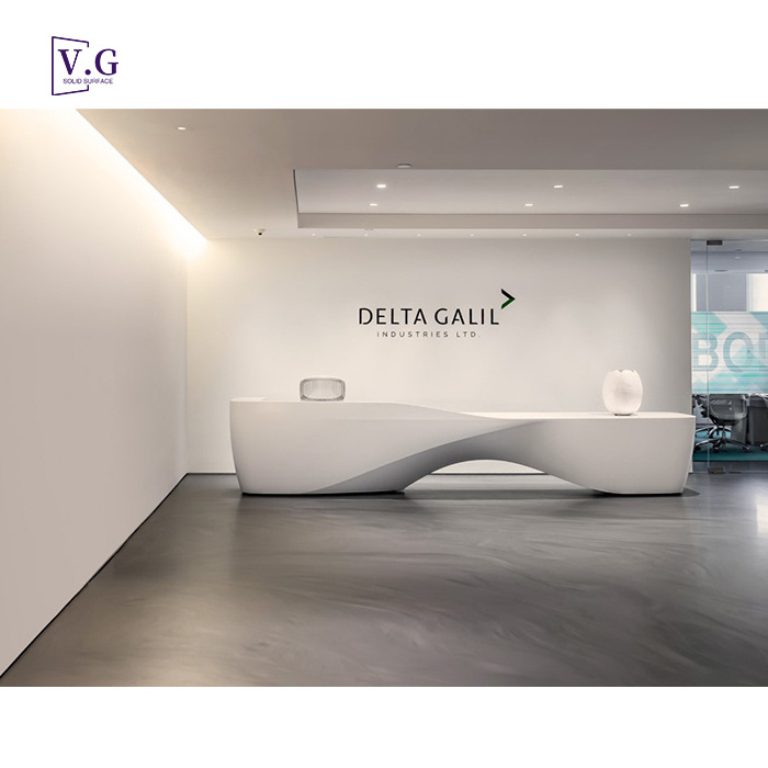 5 star hotel reception counter design customized elegant whit u shaped reception desk