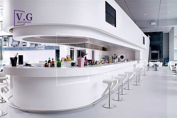 Cocktail Bar Station Design Ideas Custom White Solid Surface Lounge Large Round Counter Bar