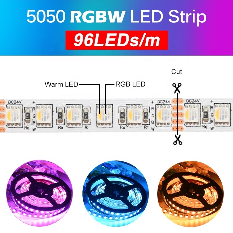 RGBW LED Strip High Brightness SMD 5050 Flexible LED Strip 5 Meter per Roll Support Remote Control LED Light Strip