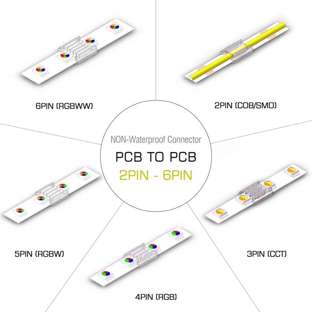 OEM ODM PCB to Wire CCT Led Strip Light 2/3/4/5/6 Pins LED tape Connector Splitter Cable 2 Pin female Connector wire