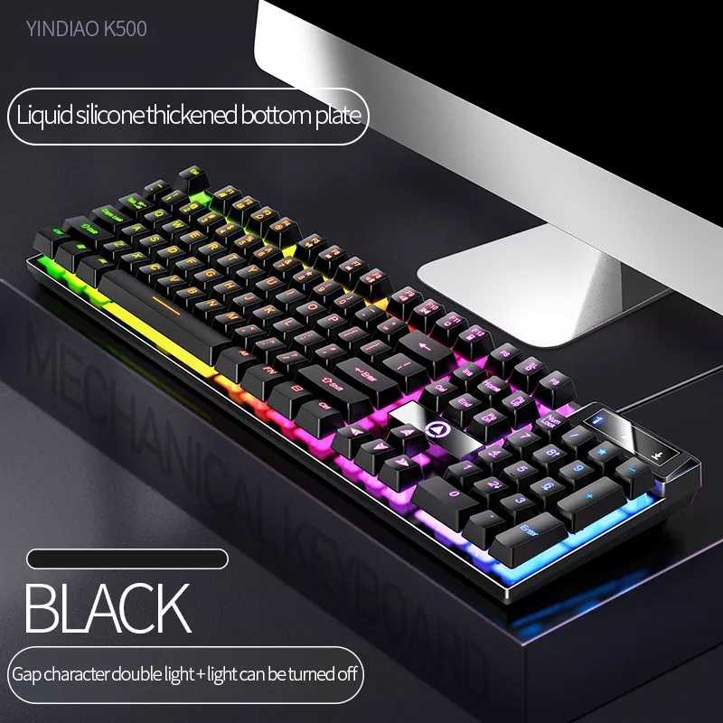 K500 104 Keys Wired Keyboard Mixed Color Usb Pc Computer Rgb Backlit Mechanical Feel Gaming Keyboard For Office And Gamer