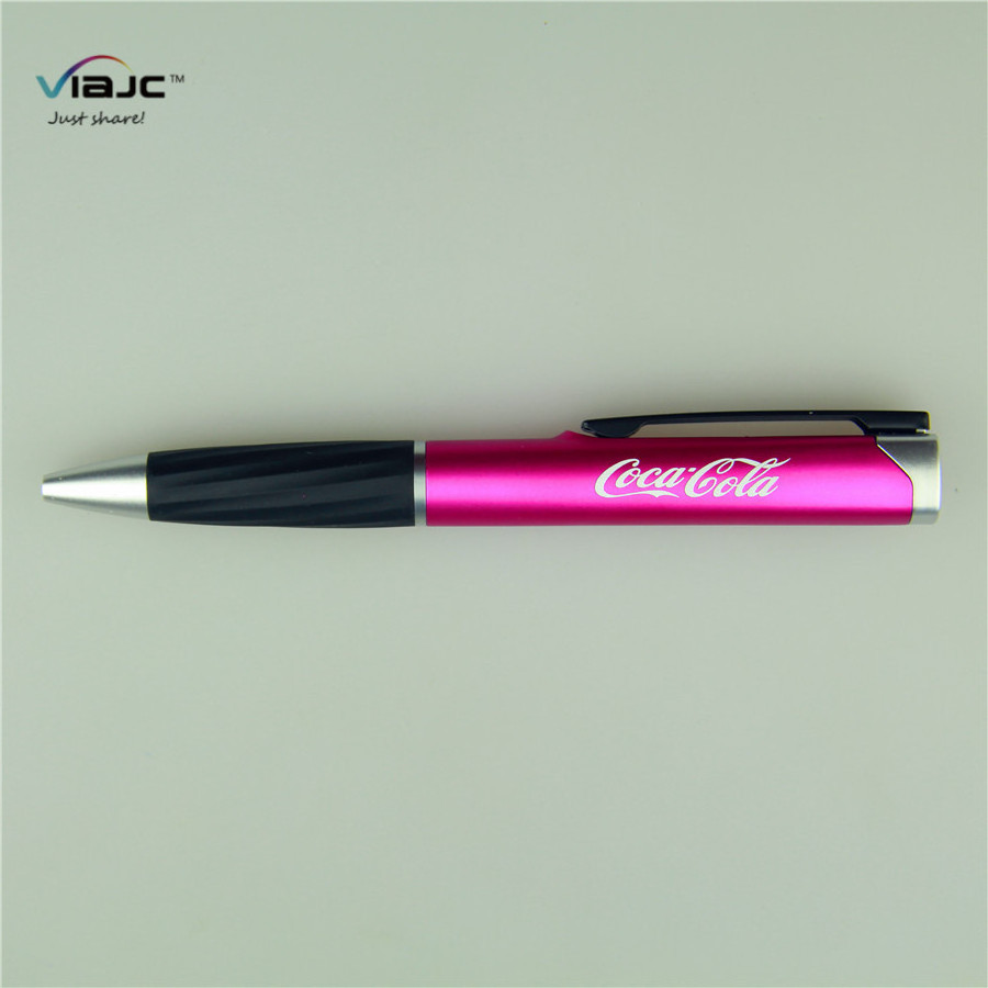 Promotional customized laser logo pen light with soft touch rubber light up your logo LED light ball pen