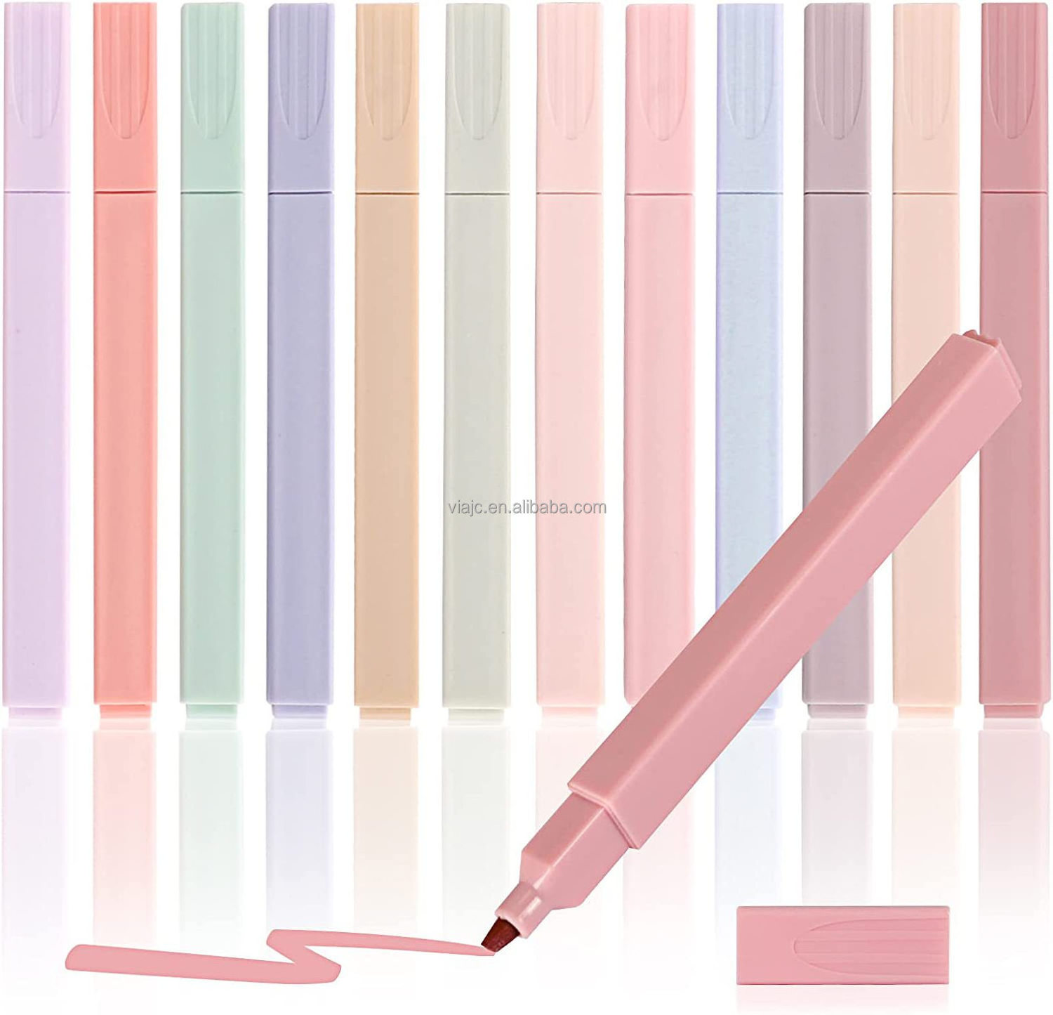 Square Shape Highlighters Aesthetic Pastel Cute Highlighter, Bible Highlighters and Pens No Bleed for Customization