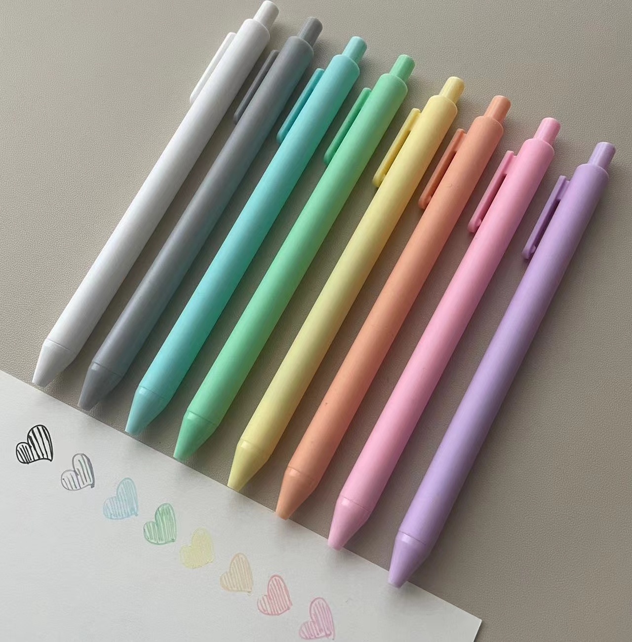 8pcs Pastel Colored Ink Gel Pens with soft touch finish or Journaling