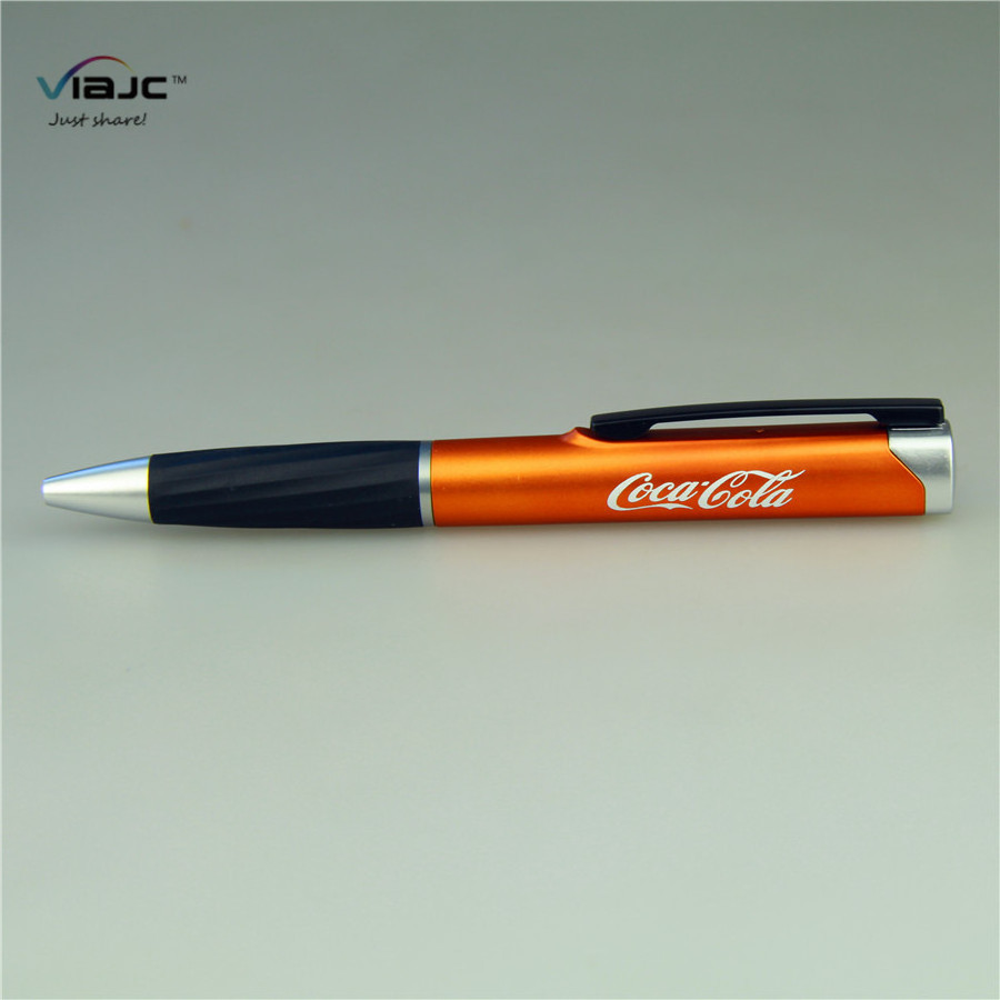 Promotional customized laser logo pen light with soft touch rubber light up your logo LED light ball pen