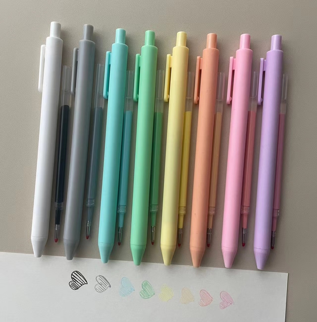 8pcs Pastel Colored Ink Gel Pens with soft touch finish or Journaling