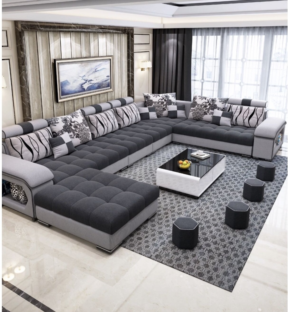 Customizable Furniture Factory Provided Living Room Sofas/Fabric Sofa Bed Royal Sofa set 7 seater living room Furniture designs