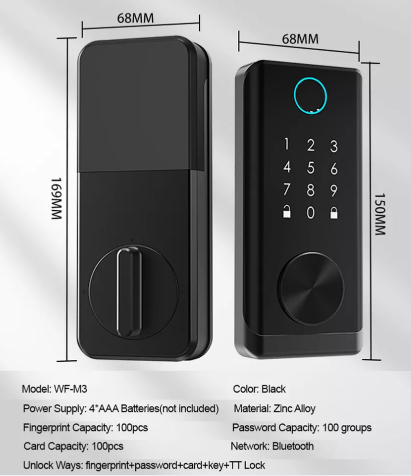 TT lock app Smart Biometric Fingerprint deadbolt Lock with Keypad for wooden door