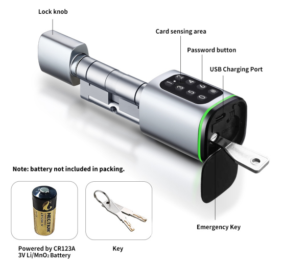 Tuya TTlock App Smart code RFID  Cylinder Lock with keys