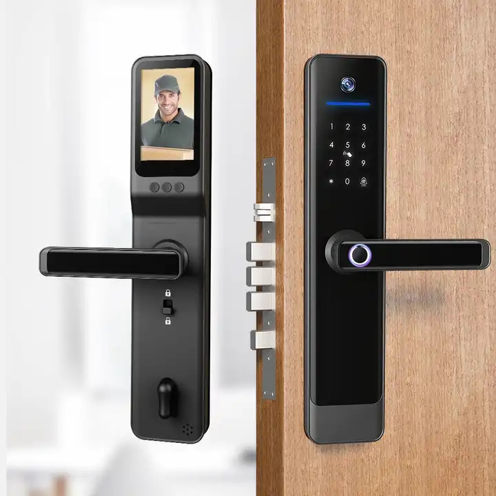 Wifi Smart Door Lock Biometric Lock Fingerprint Door Handle Digital Keyless Lock With Camera