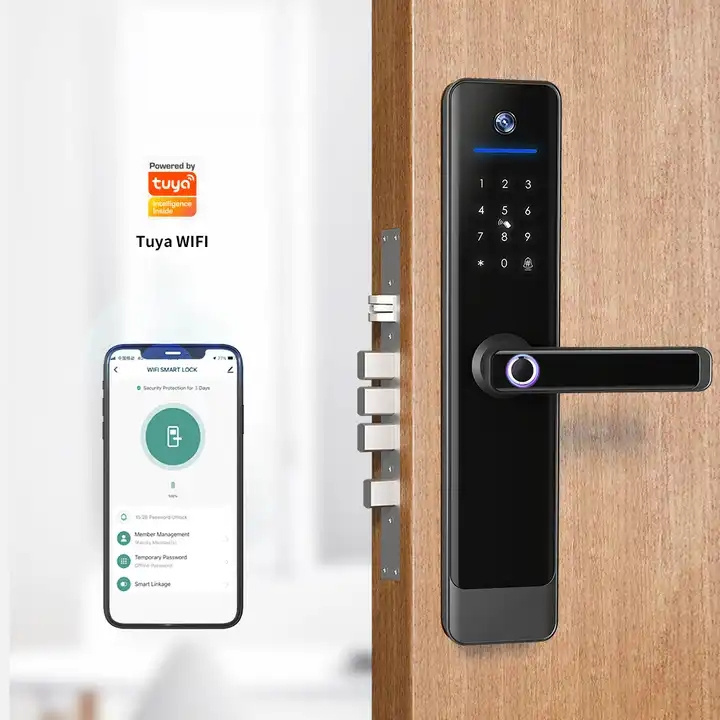 Wifi Smart Door Lock Biometric Lock Fingerprint Door Handle Digital Keyless Lock With Camera