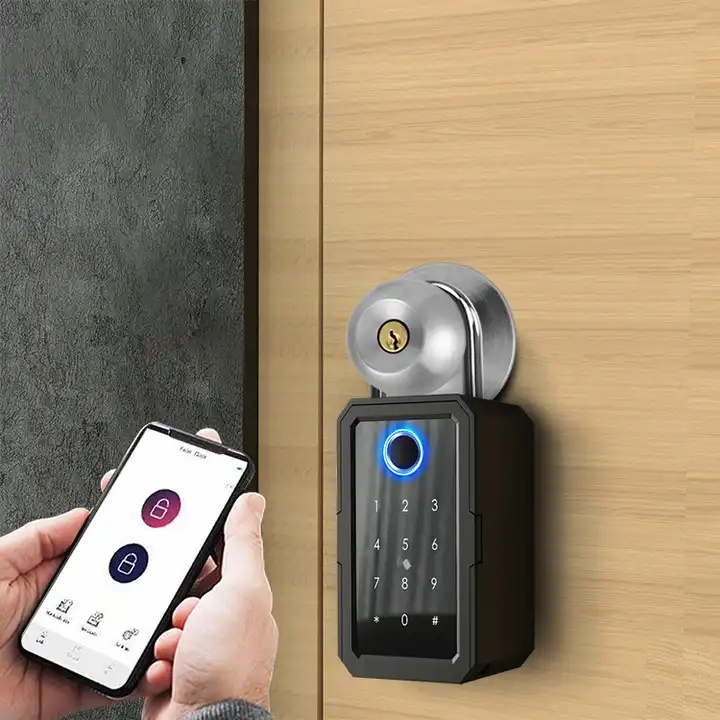 Digital Key Storage Box Wall Mounted Tuya Ttlock App Password Fingerprint Smart Safe Key Lock Box