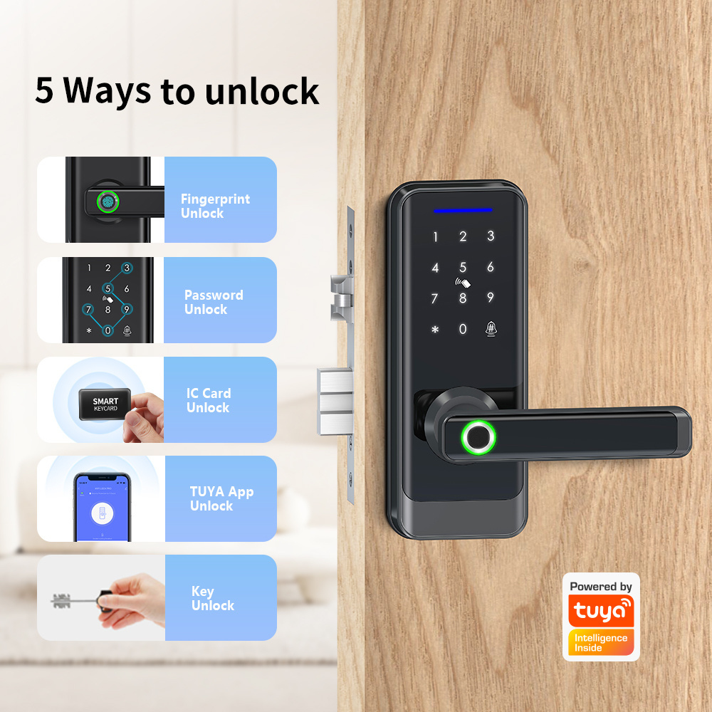 Fingerprint Ttlock Smart Lock Tuya Wifi Ble Digital Smart Door Lock For Home Airbnb Apartment