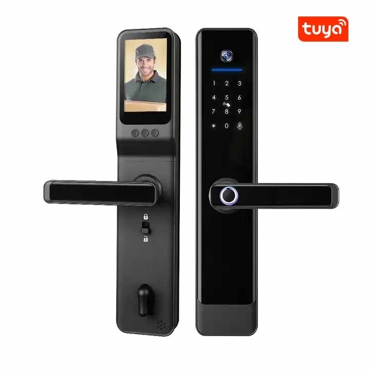 Entry door Camera face recognition biometric smart door lock with LED screen