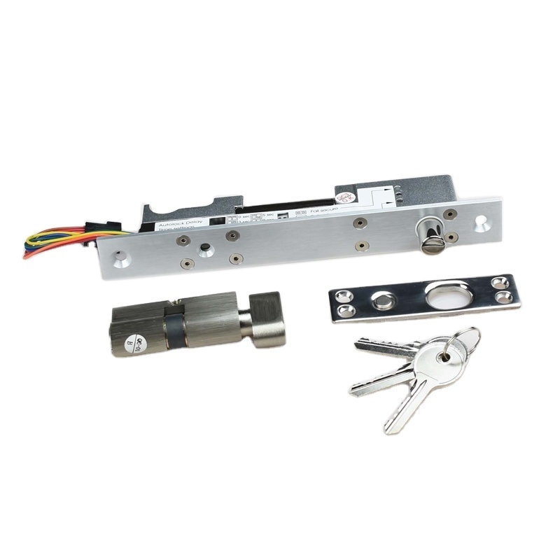 12V 9 wires Adjustable electric drop bolt door lock with timer  with keys cylinder