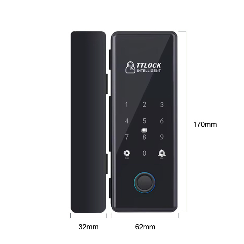 Office Glass Door Fingerprint Lock No Drilling Easy to Install Auto-Locking TT lock Smart Lock