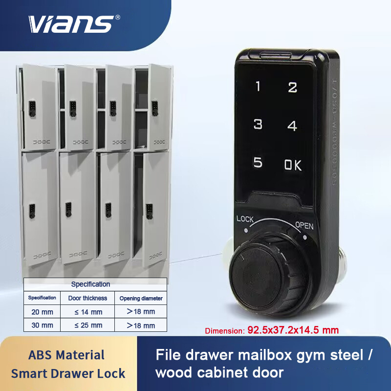 VIANS Wooden Furniture Keyless Hidden Lock Mailbox File Sauna Drawer School Lockers DIY Fingerprint Cabinet Lock