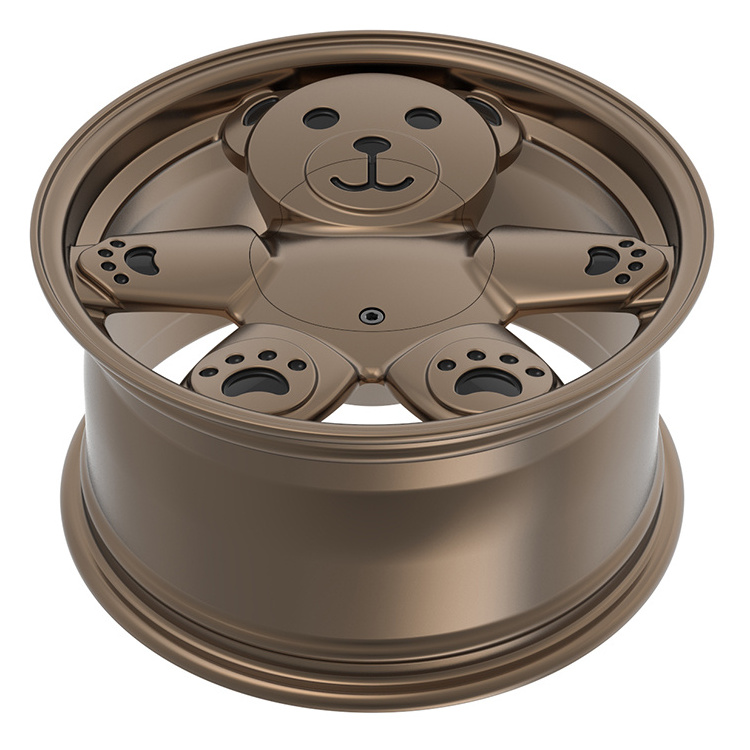 Custom Cute Matte Bronze Teddy Bear Wheel Rims 17 Inch 5x114.3 Forged Aluminum Alloy Wheels for Car