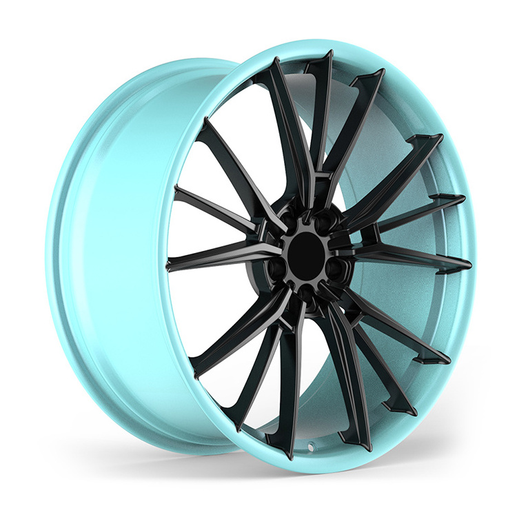 21 Inch 1Piece Forged Aluminum Alloy Wheels Rims Matte Blue Lip Matte Black Disc 21x9J 5x108 Car Wheels for Geely Zeekr 001