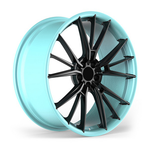 21 Inch 1Piece Forged Aluminum Alloy Wheels Rims Matte Blue Lip Matte Black Disc 21x9J 5x108 Car Wheels for Geely Zeekr 001